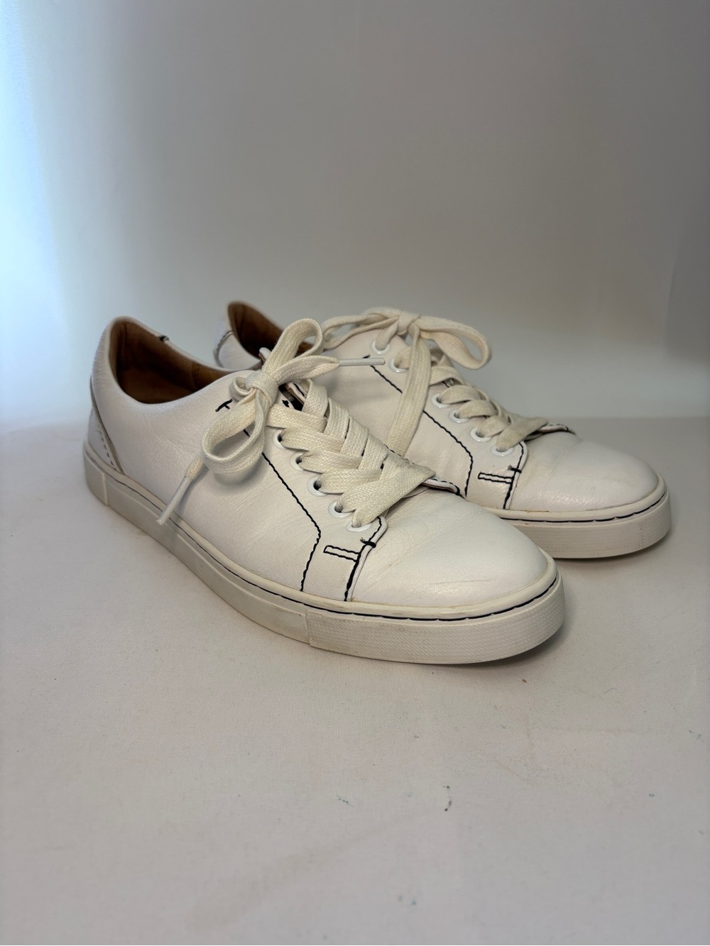 Frye Kerry Low Lace Sneakers‎ White Leather Women's 7.5 EUC 347162